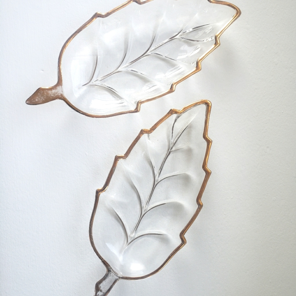 Vintage Gold Trimmed Glass Platter Set